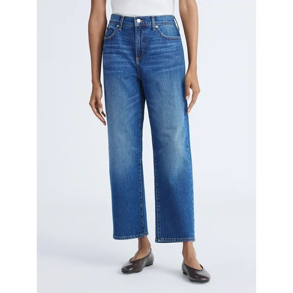 Free Assembly Women's Midrise Relaxed Ankle Length Jeans, 27" Inseam, Sizes 0-18 - Walmart.com | Walmart (US)