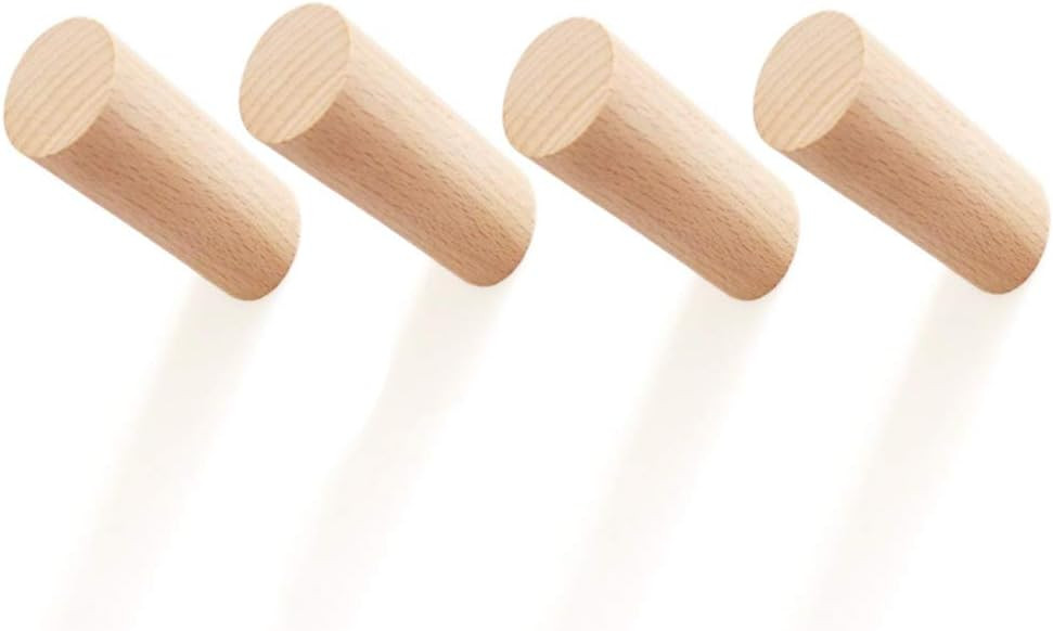 Curious Fish Wooden Coat Hooks Wall Mounted, 4PCS Wall Coat Hook, Entryway Coat Hook, Wood Wall H... | Amazon (UK)