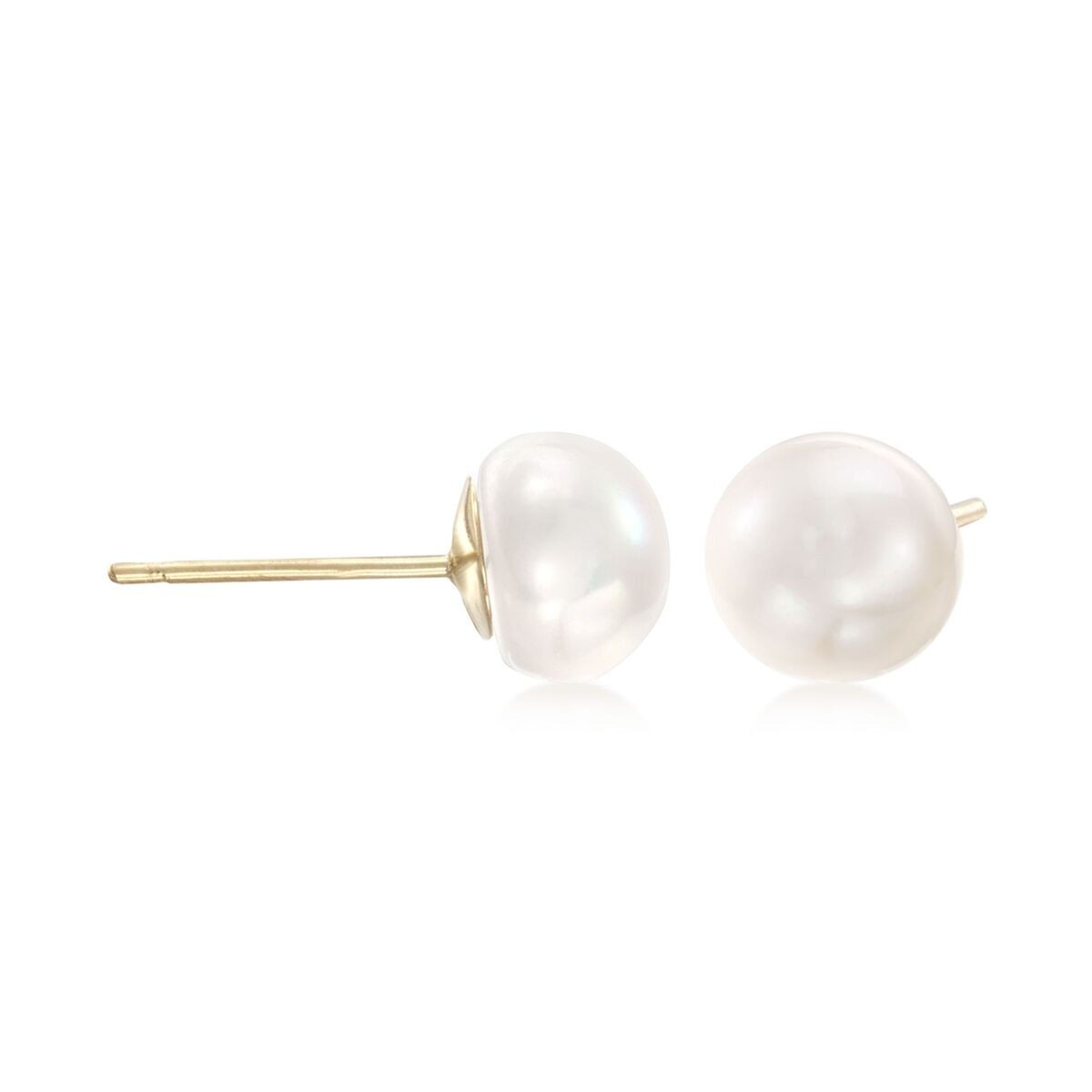 6-7mm Cultured Pearl Stud Earrings in 14kt Yellow Gold | Ross-Simons