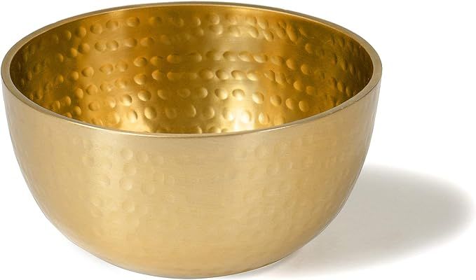 Elegant Handcrafted Round Gilded Hammered Serving Bowl, Gold Finish Small Size, 5-inch | Amazon (US)