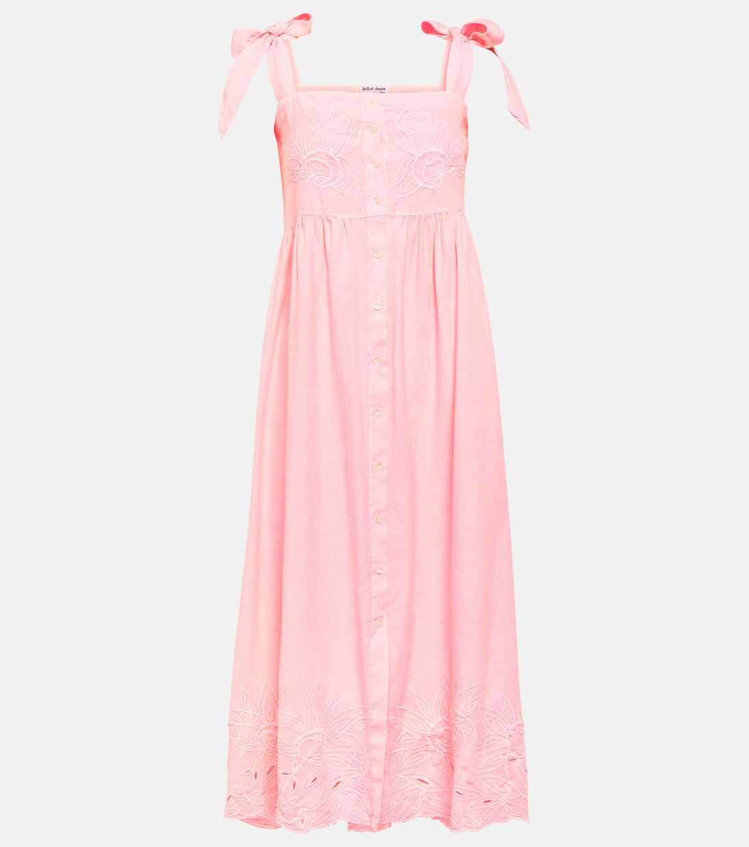 Embroidered cotton and linen midi dress | Mytheresa (US/CA)