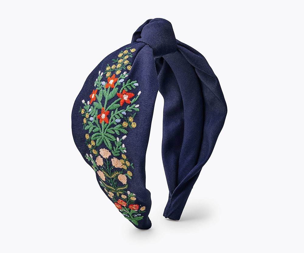 RIFLE PAPER CO. Lottie Navy Embroidered Headband With Navy Printed Fabric Over Structured Band Ma... | Amazon (US)
