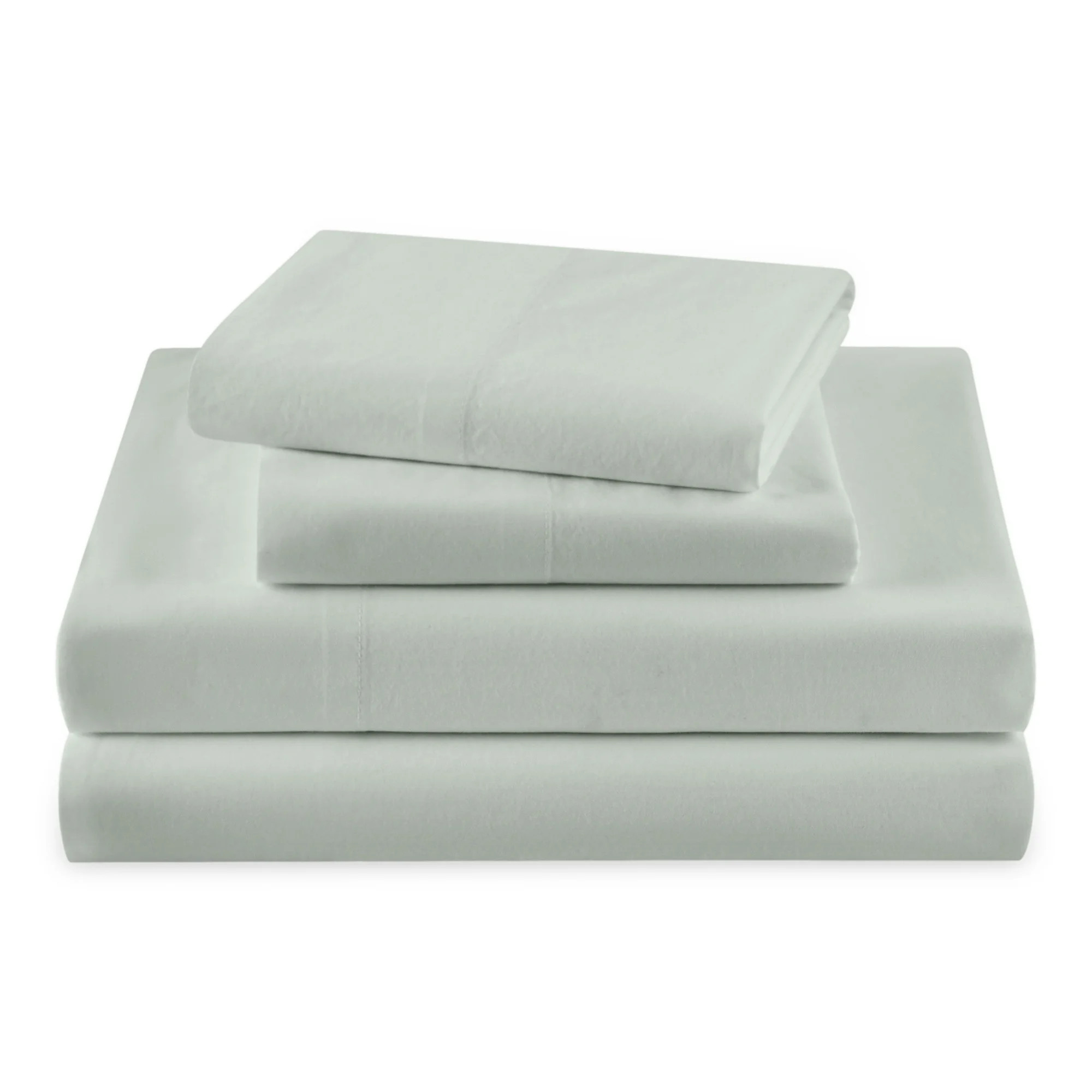 Beautiful Solid 4-Piece 100% Cotton Washed Percale Sage Green Sheet Set, Queen by Drew Barrymore | Walmart (US)
