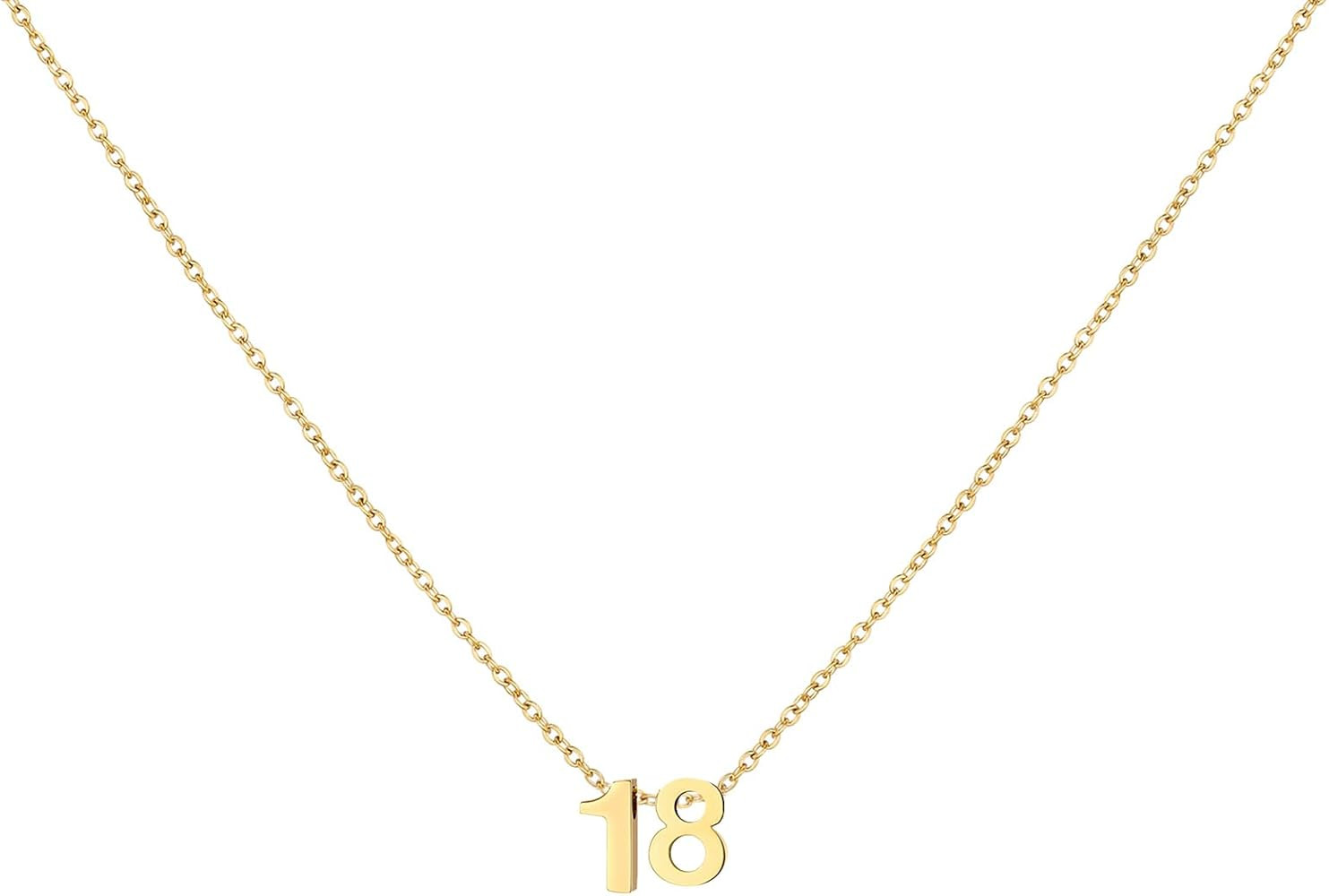 Number Necklace for Women Dainty 18K Gold Plated Pendant Necklace Charm Birth Month Personalized ... | Amazon (US)
