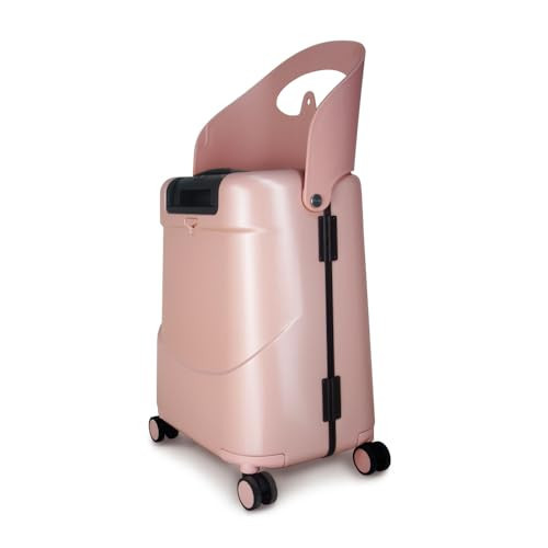 MiaMily 4-Wheel Carry On Luggage with Seat for Kids with Seat Belt, Waterproof Pocket, Adjustable Handle, and Hard Body with 43 Liter Capacity, Dusty Pink | Amazon (US)