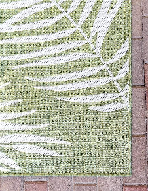 Unique Loom Outdoor Botanical Collection Modern Leaves Tropical Area Rug (5' 0 x 8' 0), Green/Ivo... | Amazon (US)