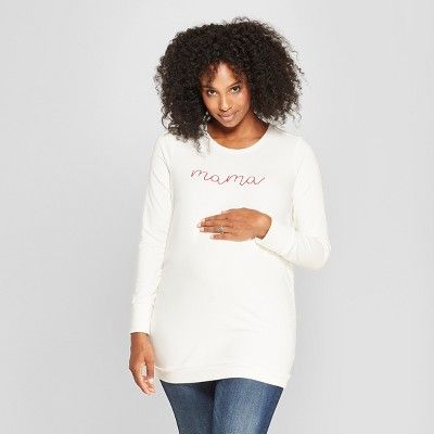 Maternity Embroidered Sweatshirt - Isabel Maternity by Ingrid & Isabel™ Cream | Target