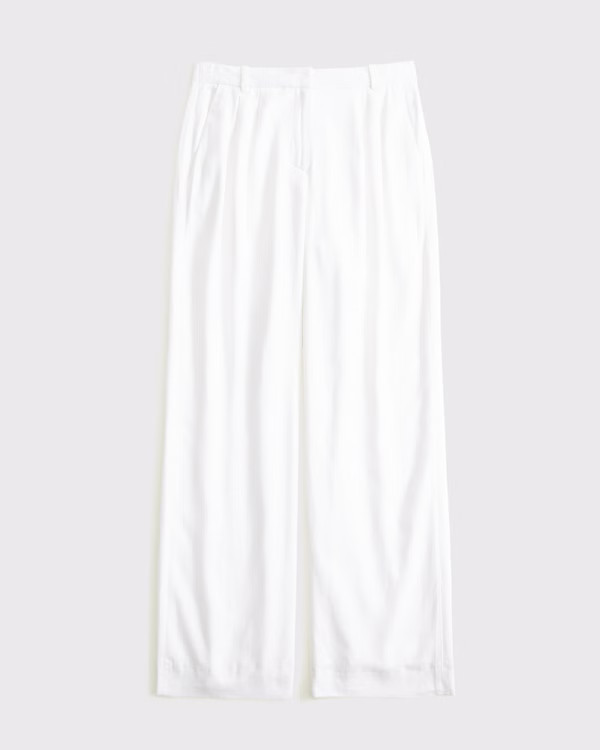 Curve Love A&F Sloane Low Rise Tailored Linen-Blend Pant | Abercrombie & Fitch (US)