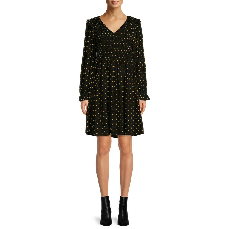 BeachLunchLounge Longsleeve Babydoll Dress, Womens - Walmart.com | Walmart (US)