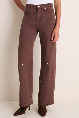 Chocolate Brown Studded Column Jean | Tuckernuck (US)