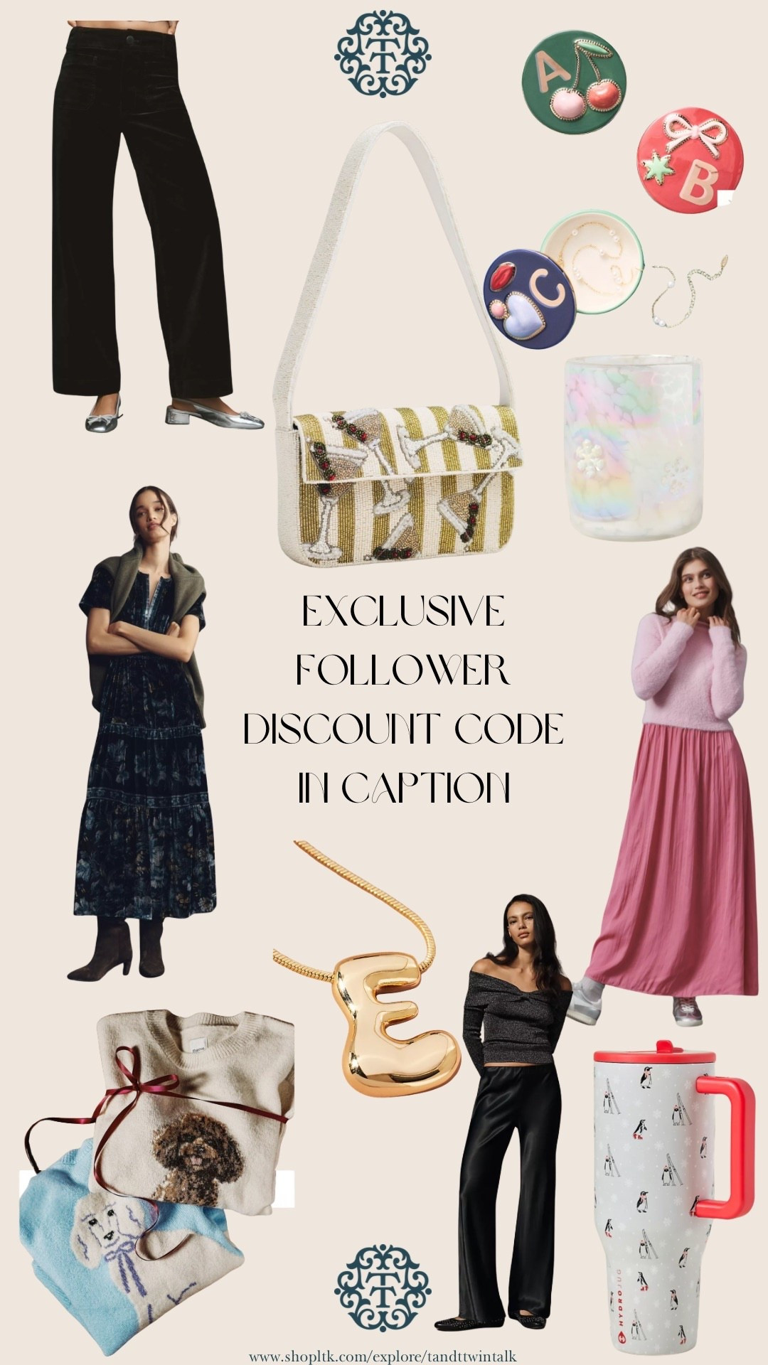 TWINTALK30 !!!!!!! We’re linking all of our favorites from Anthropologie, because we have a special 30% off code for our followers. Perfect time to shop for gifts for the whole family and friends. 