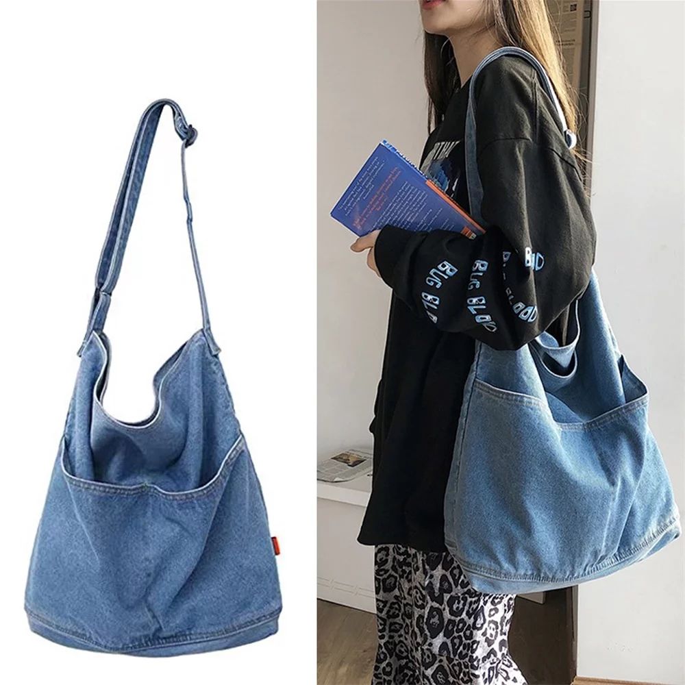 Denim Shoulder Bags for Women Casual Female Handbags Jeans Bag Large Capacity Travel Canvas Cross... | Walmart (US)