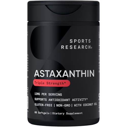 Sports Research® Triple Strength Astaxanthin 12mg w/Organic Coconut Oil - Antioxidant Supplement... | Amazon (US)