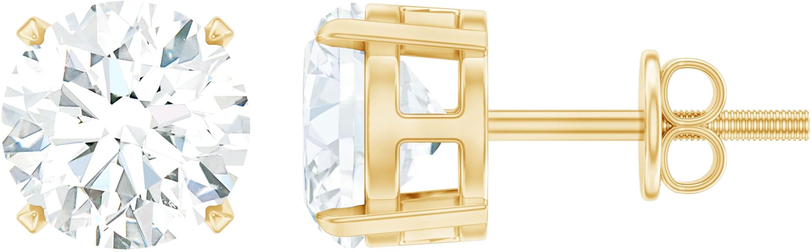 Certified 2.5 Carat Lab Grown Diamond Stud Earrings, Ef-Vs Quality, Diamond Screw Back Earrings -... | Amazon (US)