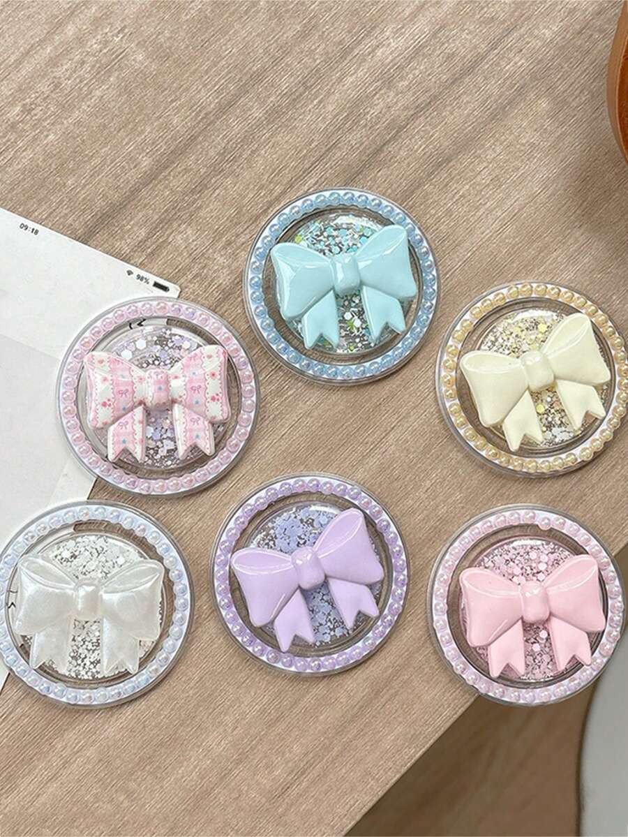 1pc Magnetic Bow, Glitter Phone Slide Cover Stand, Girly Retractable Phone Holder, Gift For Girlf... | SHEIN