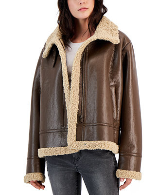 Maralyn & Me Juniors' Faux-Shearling Moto Jacket - Macy's | Macy's