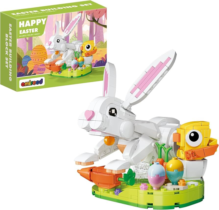 Easter Bunny and Easter Chick Building Block Toy Set, Easter Toys as Easter Basket Stuffers and E... | Amazon (US)