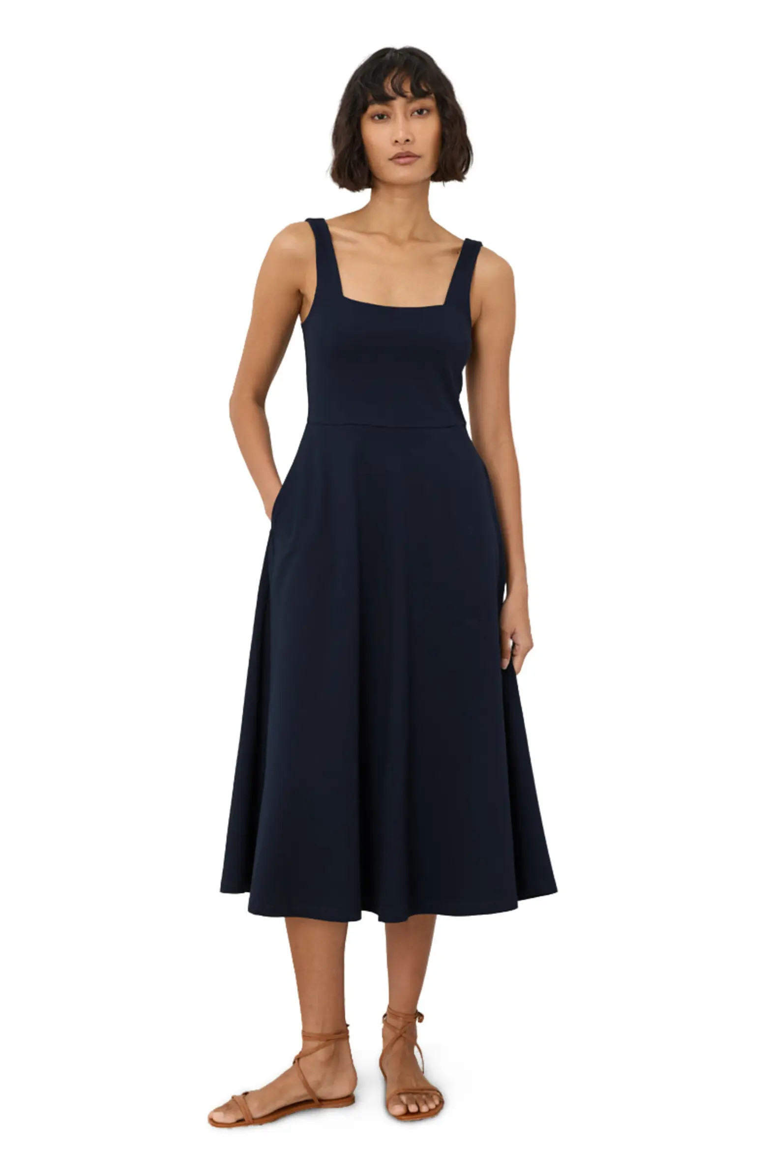 Fit & Flare Square Neck Dress Made With Organic Cotton | Nordstrom