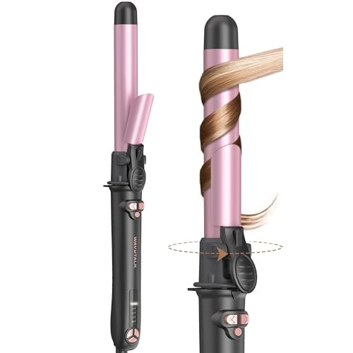 Wavytalk Rotating Curling Iron, Curl Cycle, 1 Inch Automatic Curling Wand for Long Hair, Get Effortless Curls with Self Spinning Barrel up to 430°F with Home Button, Dual Voltage, Rose Gold | Amazon (US)