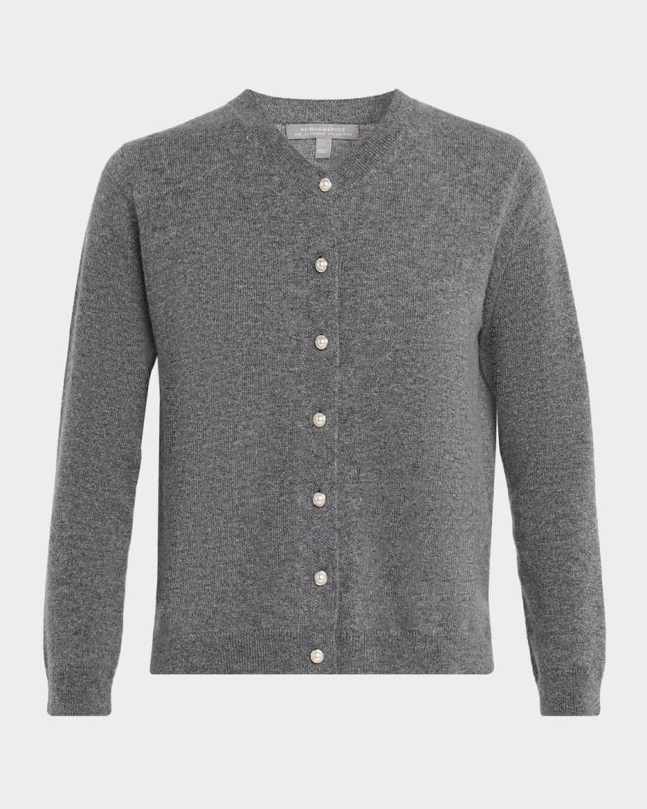 Neiman Marcus Cashmere Collection Cashmere Pearlescent Button Cardigan | Neiman Marcus