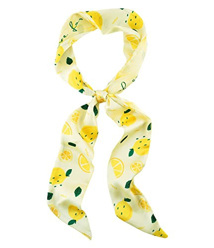 GERINLY Lemon Print Neck Choker Scarf Korea Style Ponytail Scarf for Beach Fresh Handbag Bow Accessory | Amazon (US)