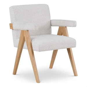 Meridian Furniture Woodloch Cream Boucle Fabric Accent Chair | Homesquare