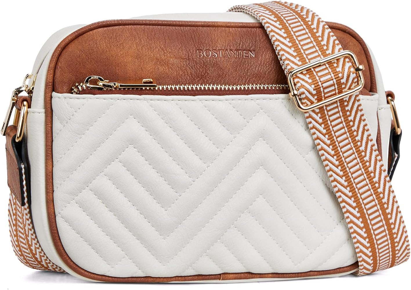 BOSTANTEN Quilted Crossbody Bags for Women Vegan Leather Purses Small Shoulder Handbags with Wide... | Amazon (US)