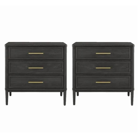 (2 pack) Better Homes & Gardens Oaklee 3 Drawer Nightstand with USB, Charcoal Finish | Walmart (US)