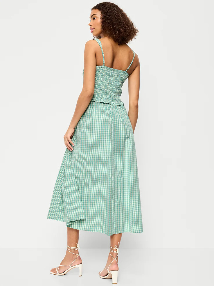 Fit & Flare Smocked-Bodice Midi Dress | Old Navy (US)