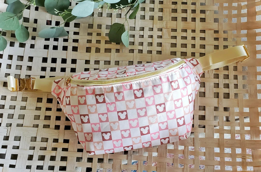 Neutral Pinks Checkered Fanny Pack - Etsy | Etsy (US)