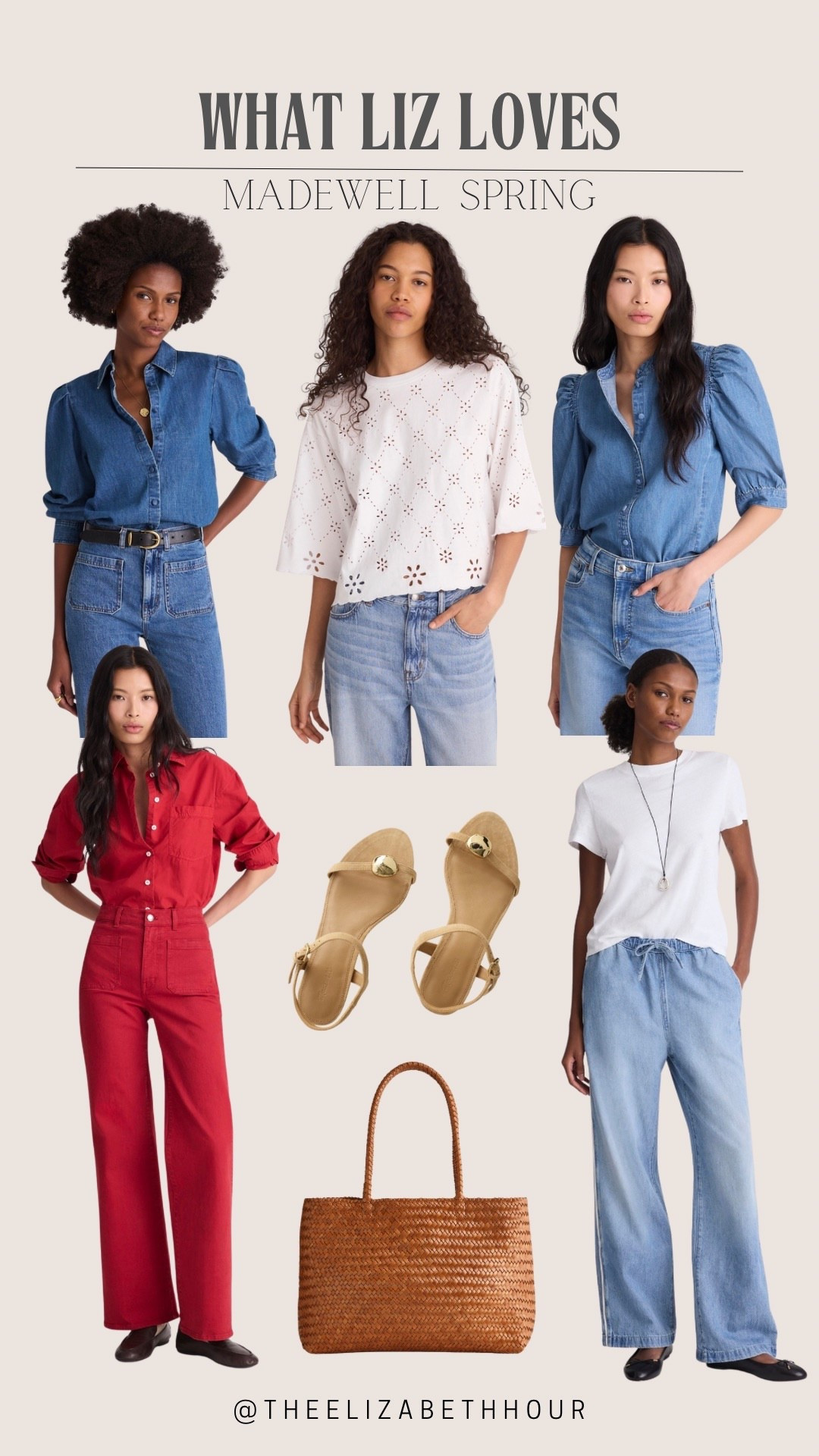 Spring favorites from Madewell. 




Midsize style, casual style, casual outfit ideas, outfit ideas for moms on the go, simple style, easy outfit ideas, simple outfit ideas, classic style, denim shirt, red pants, gold detail sandals, spring sandals, woven bag

#LTKMidsize #LTKSeasonal #LTKootd