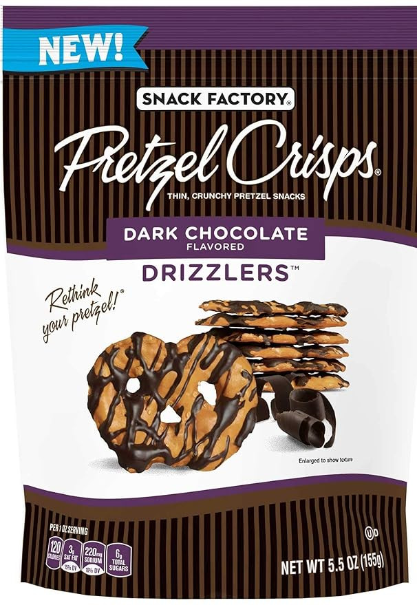 Pretzel Crisps Drizzlers Dark Chocolate Pretzel Snacks, 5.5 Ounce -- 12 per case. | Amazon (US)