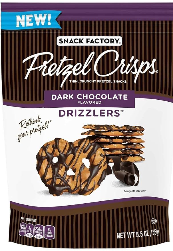 Pretzel Crisps Drizzlers Dark Chocolate Pretzel Snacks, 5.5 Ounce -- 12 per case. | Amazon (US)
