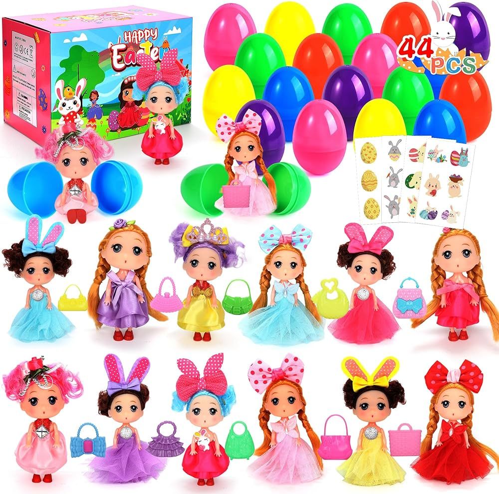 Easter Eggs with Toys Inside - 12PCS Jumbo Prefilled Easter Eggs Princess Dolls Toys with 10 Stic... | Amazon (US)
