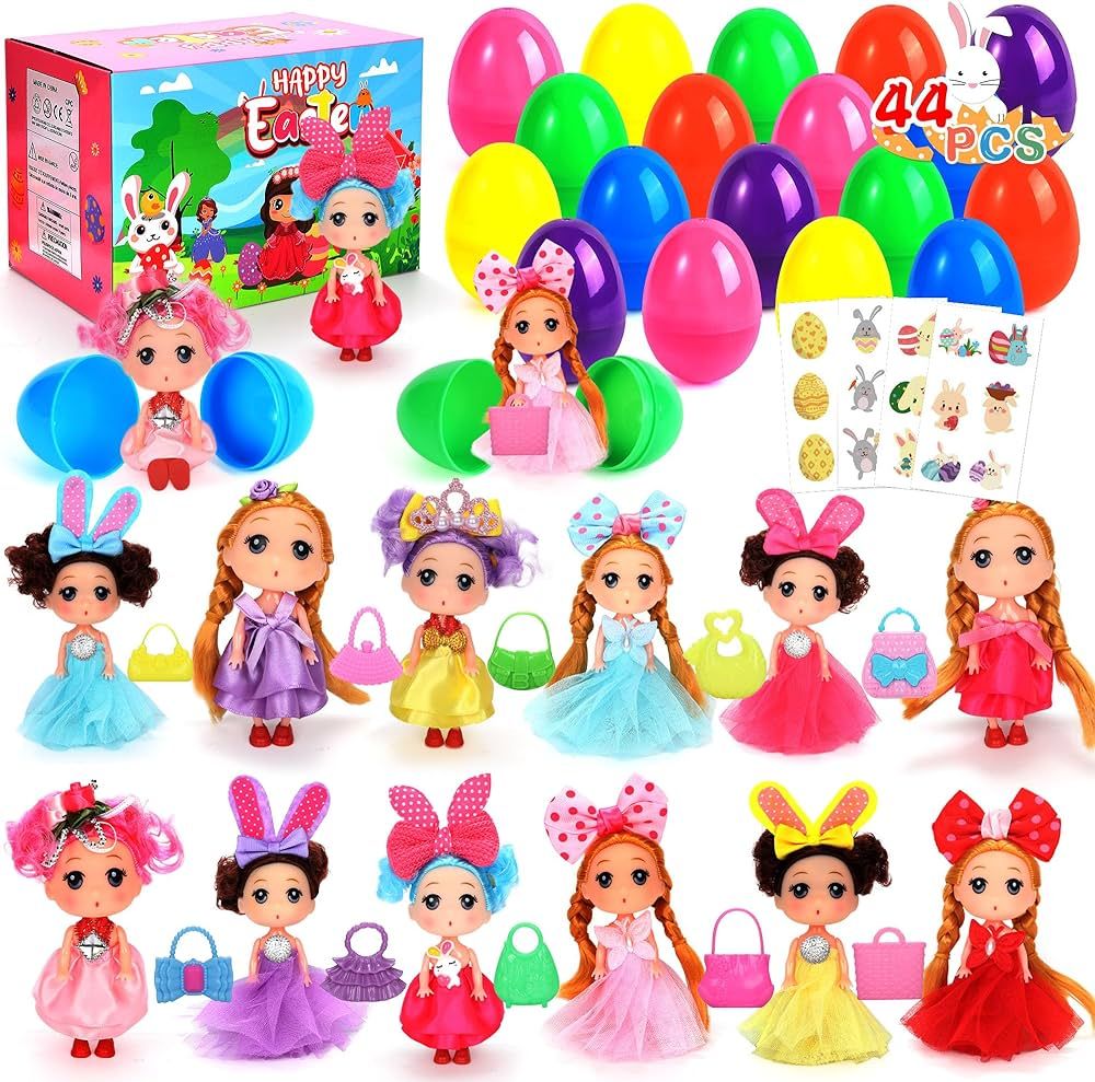 Easter Eggs with Toys Inside - 12PCS Jumbo Prefilled Easter Eggs Princess Dolls Toys with 10 Stic... | Amazon (US)