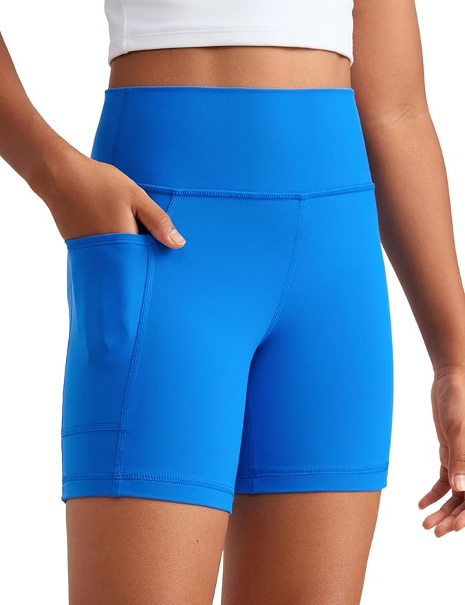 CRZ YOGA Girls Butterluxe Athletic High Waist Biker Shorts with Pockets - Lounge Active Dance Yog... | Amazon (US)