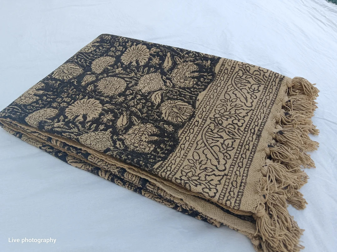 Handmade Throw Handblock Print Throw Soft Cotton Throw Blanket - Etsy | Etsy (US)