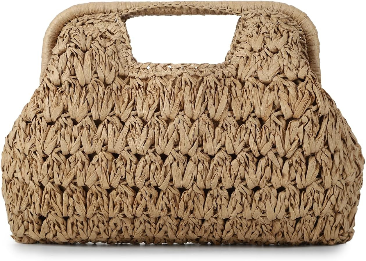 Straw Beach Clutch Purse for Women Summer Woven Dumpling Bag | Amazon (US)