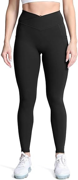 Aoxjox Trinity High Waisted Yoga Pants with Pockets for Women Tummy Control Cross-Waist Crossover... | Amazon (US)