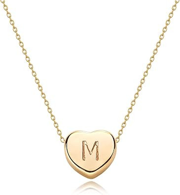 Tiny Gold Initial Heart Necklace-14K Gold Filled Handmade Dainty Personalized Letter Heart Choker... | Amazon (US)