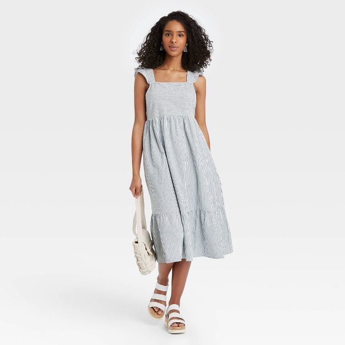 Women's Striped Ruffle Sleeveless Dress - Universal Thread™ Blue | Target