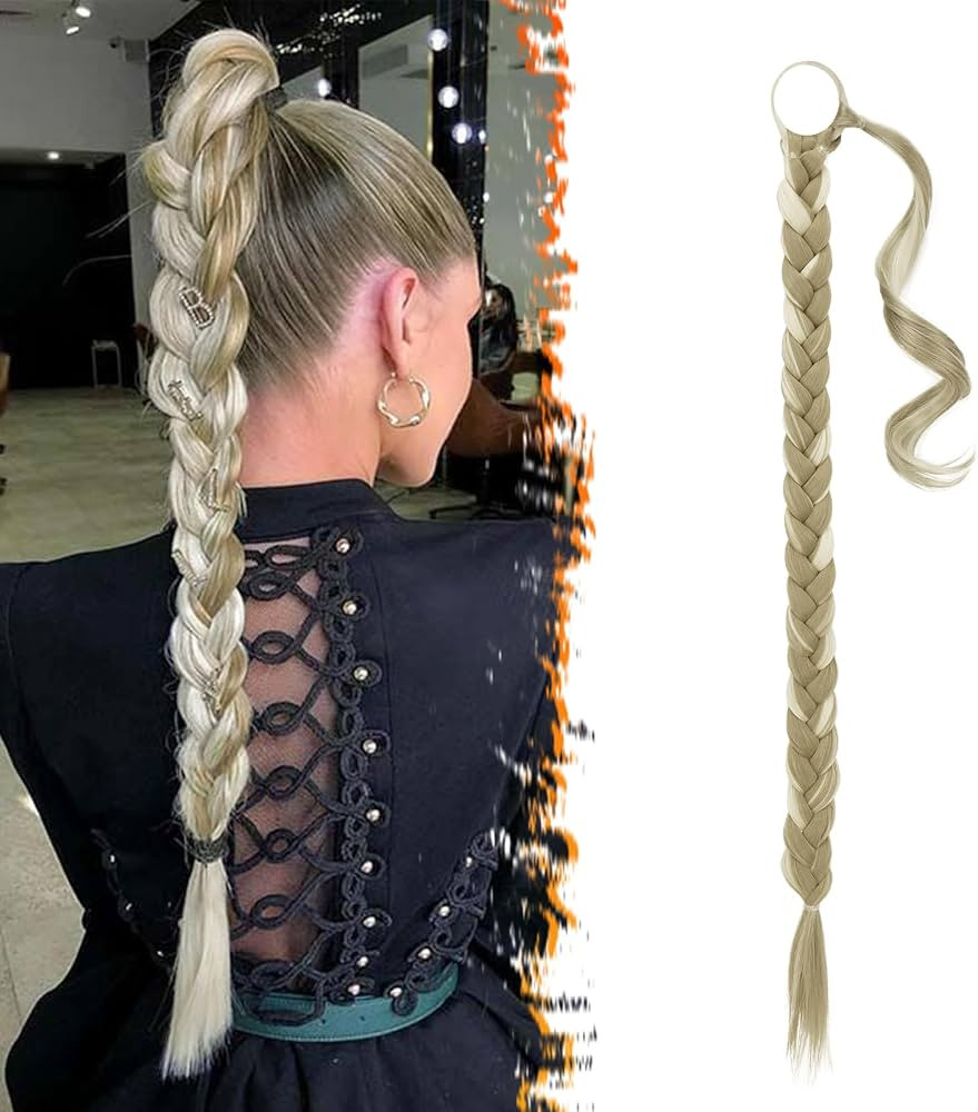 BARSDAR 26 Inch Long Braided Ponytail Extension with Hair Tie - Straight Sleek Wrap Around Blonde... | Amazon (CA)
