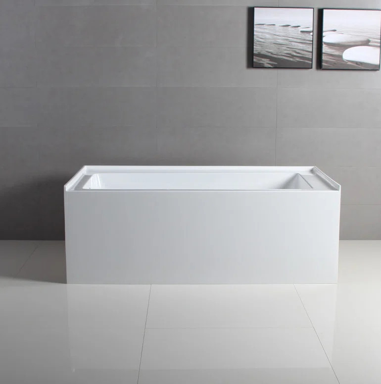 Kingston Brass Aqua Eden 60-Inch Acrylic Rectangular 3-Wall Alcove Tub, Drain Hole VTAP603222L | Wayfair North America