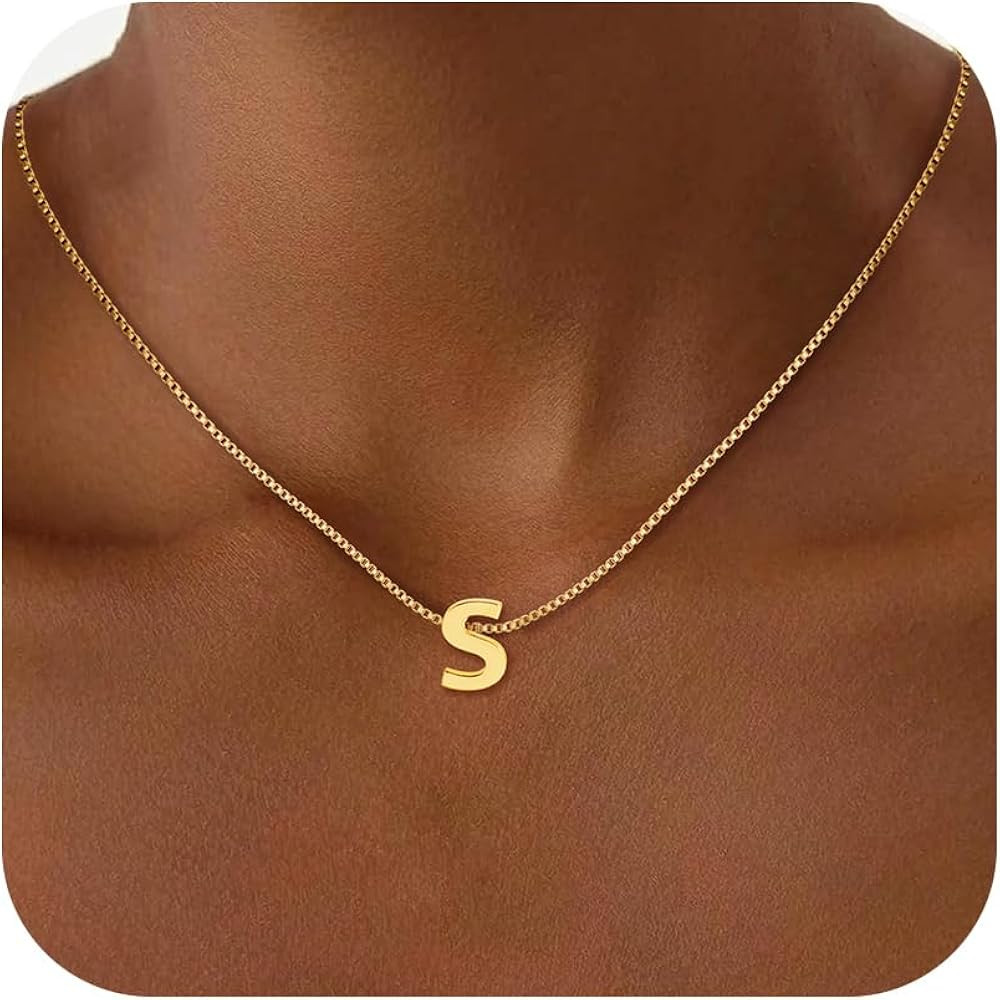 Initial Necklace for Women Girls - Dainty 18K Gold Plated Initial Letter Necklace Teen Girls Gift... | Amazon (US)