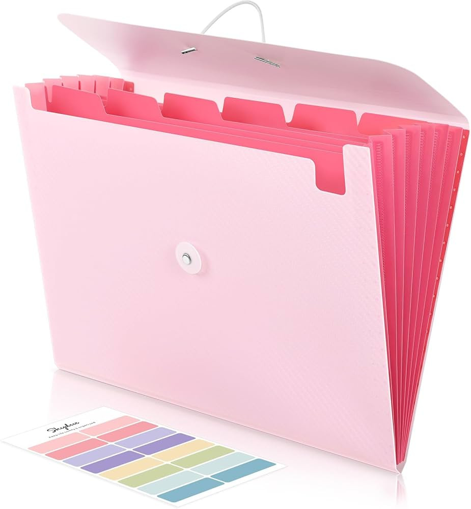 SKYDUE Pink School Office Supplies, Accordion File Organizer - 7 Pocket Letter Size Expanding Fol... | Amazon (US)
