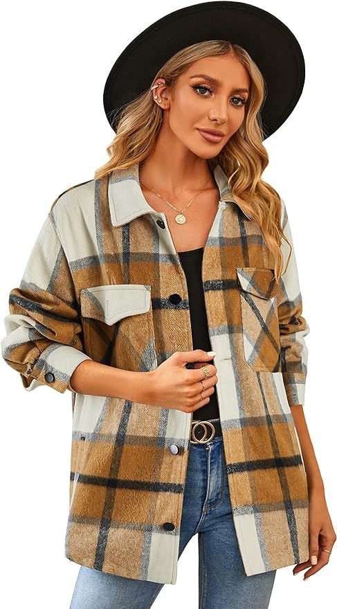 Rilista Womens Corduroy Button Down Shirts Boyfriend Long Sleeve Oversized Blouses Tops | Amazon (US)