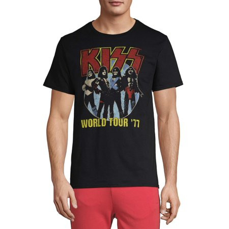 Men's Vintage KISS ""World Tour '77"" Band Short Sleeve Graphic Tee | Walmart (US)