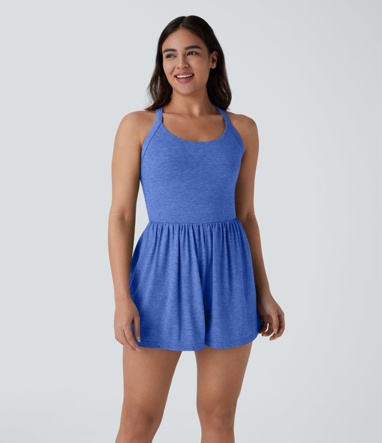 Women’s Backless Twisted Side Pocket 2-in-1 Resort Romper-Easy Peezy Edition - Halara | HALARA