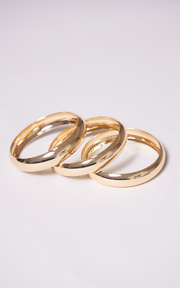 Gold Chunky Bangle 3 Pack | PrettyLittleThing UK