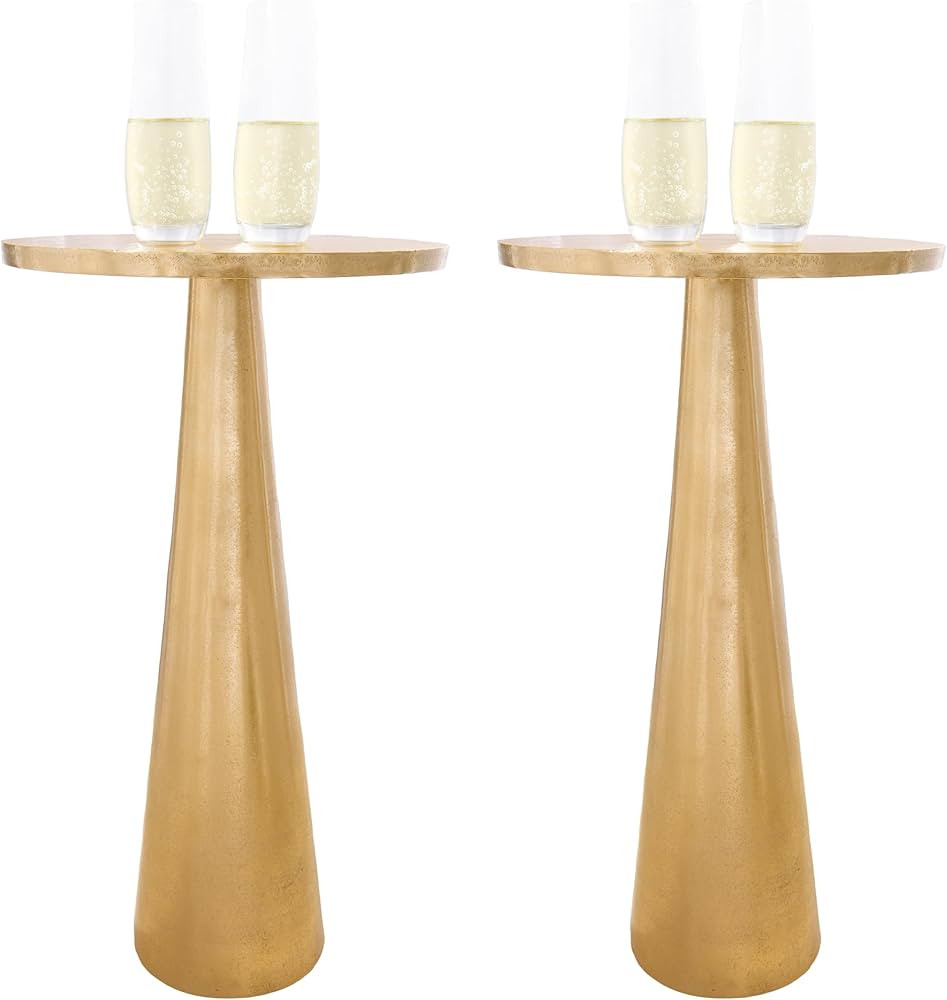 Small Round Gold End Table by Objet D'art Art, Accent, Side, Pedestal, Cocktail and Drink Table f... | Amazon (US)